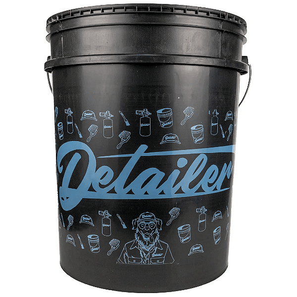 Balde Preto com Logo Azul Detailer - 20 Litros