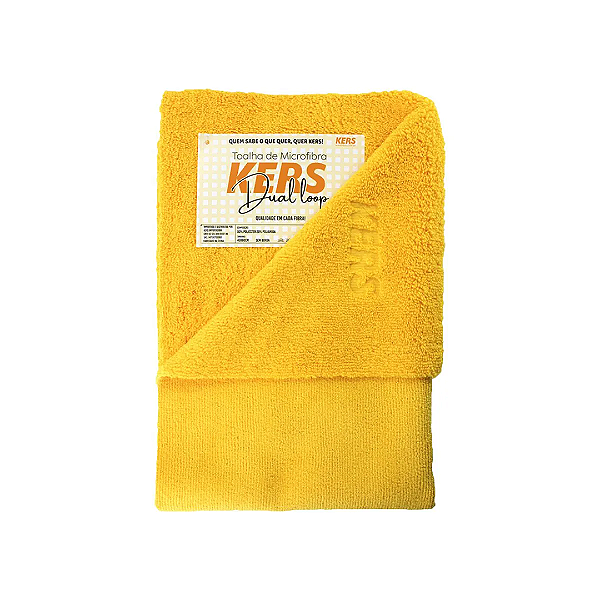 Flanela de Microfibra Dual Loop Amarela 40x60cm 360GSM sem Borda Kers