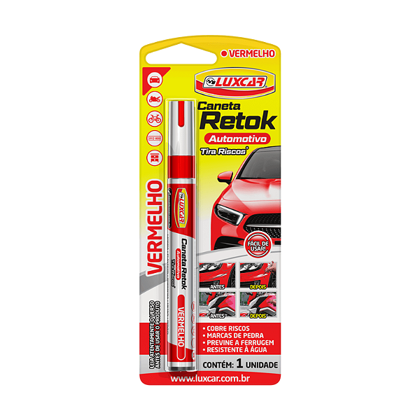 Caneta Retok Tira Riscos Cor Vermelho Luxcar