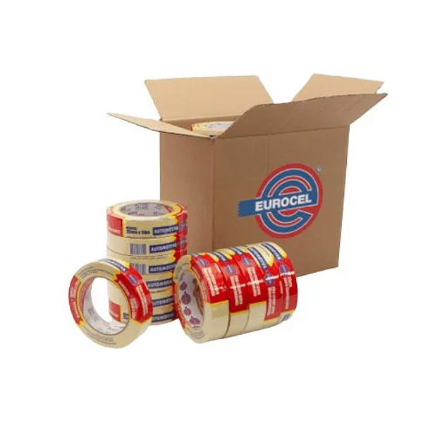 Caixa Fita Crepe Premium Amarela 25mm x 50m Eurocel 36 unid Eurocel