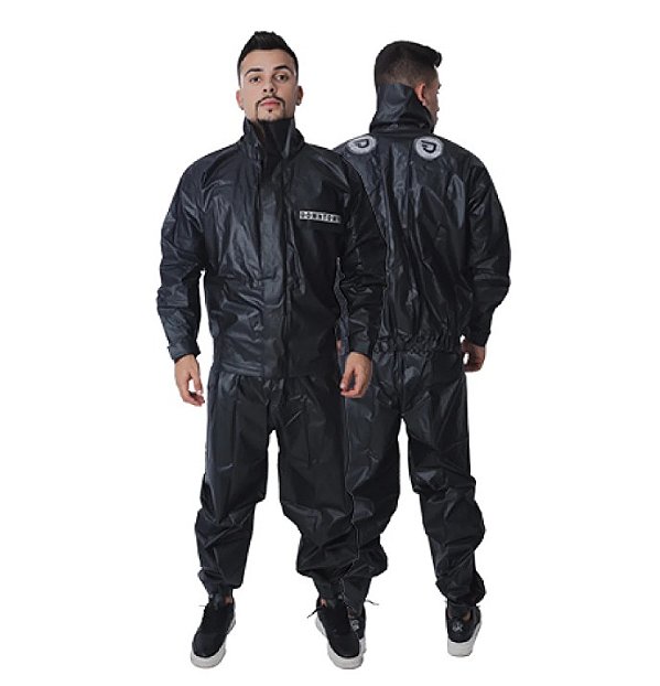 Conjunto Motoqueiro PVC Preto Refletivo - CA 37473/37474