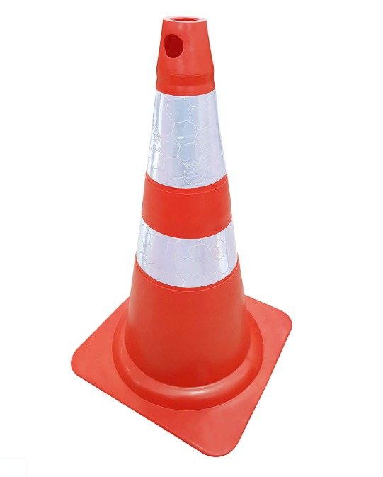 Cone de Sinalização Flexível c/ 2 Faixas Refletivas
