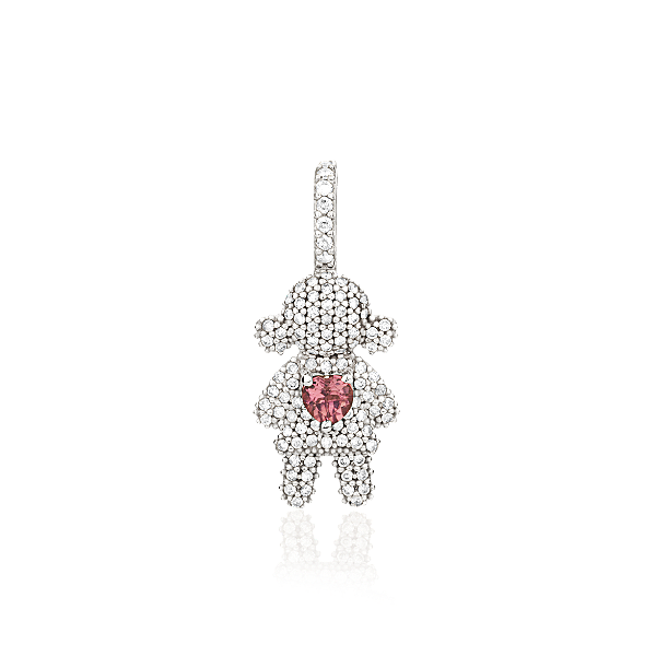 Pingente Menina de Brilhantes com Coração