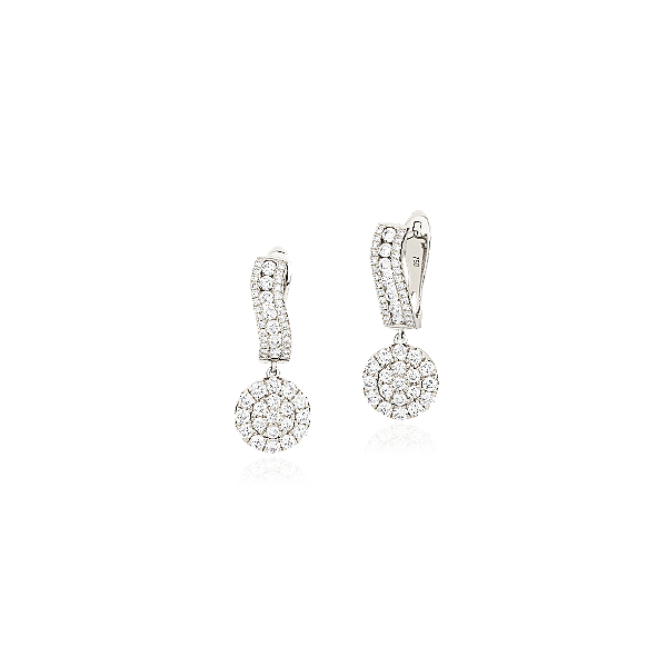 Brinco Argola com Pingente Redondo de Ouro Branco