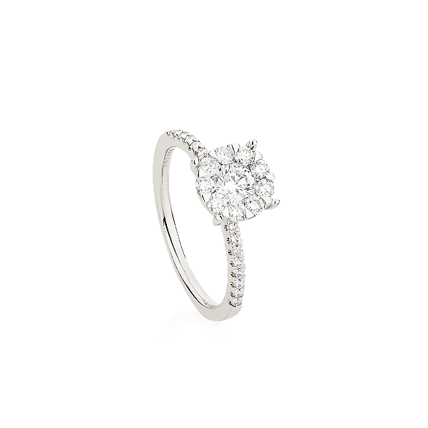 Anel Solitário com Diamantes no Aro