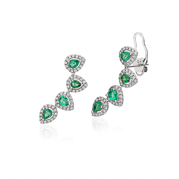 Brinco Ear Cuff Gotas de Esmeralda