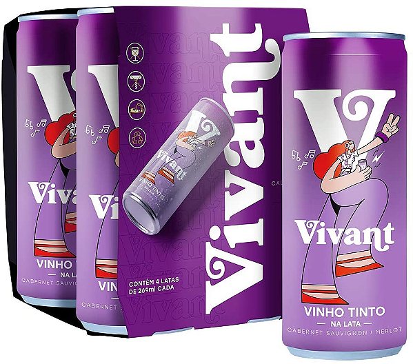 Vinho Tinto Vivant Wines, 269ml, 4 Unidades