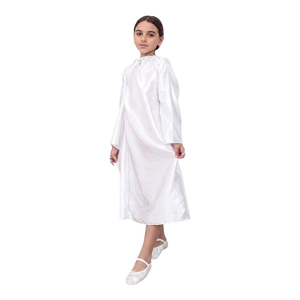 Fantasia de Anjo Infantil Unissex Túnica Anjinho Querubim Bata Branca Noite Natal Páscoa Semana Santa Arcanjo Capa Coroação Batismo Teatro Paixão de Cristo