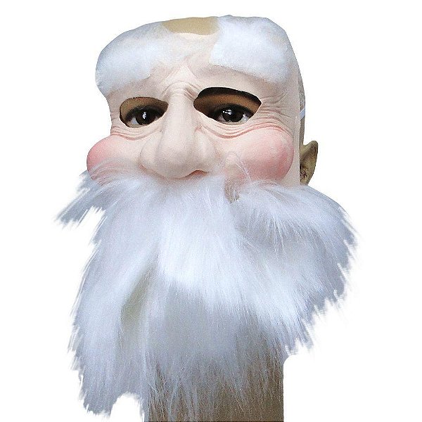 Máscara de Papai Noel com Barba em Latex Velho Cosplay Natal