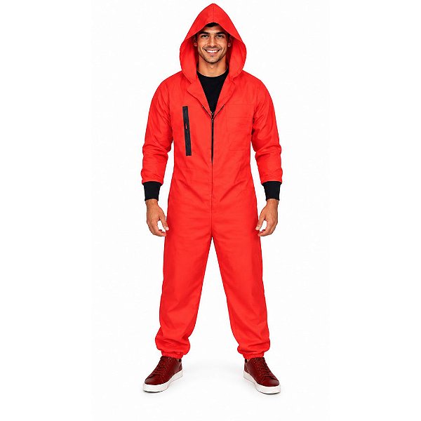 Fantasia La Casa de Papel Adulto Macacão Vermelho com Capuz Unissex Salvador Dali Filme Série TV Bella Ciao Halloween Bloquinho Carnaval