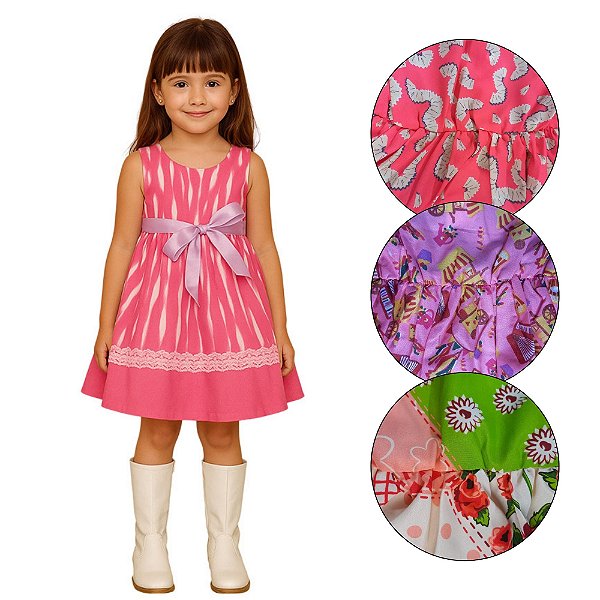 Vestido Regata Infantil Menina Aniversário Vestido Passeio Festa Junina Fita