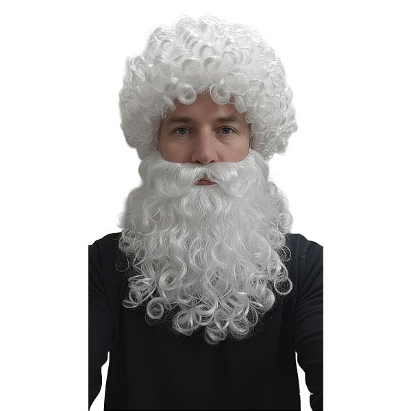 Conjunto de Peruca E Barba De Papai Noel Santa Claus Cabelo Ondulado Bigode Acessórios Fantasia Para o Natal
