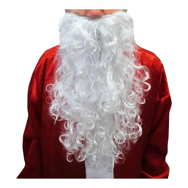 Barba de Papai Noel Longa com Bigode Ondulados Acessório de Fantasia de Natal Santa Claus Merry Christmas