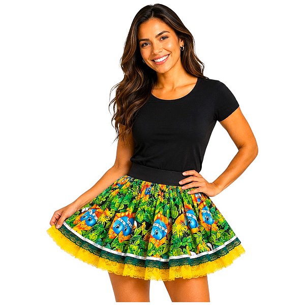 Saia Brasil Copa Do Mundo Luxo Adulto Seleção Verde Amarelo Saia Temática Futebol Time Bandeira
