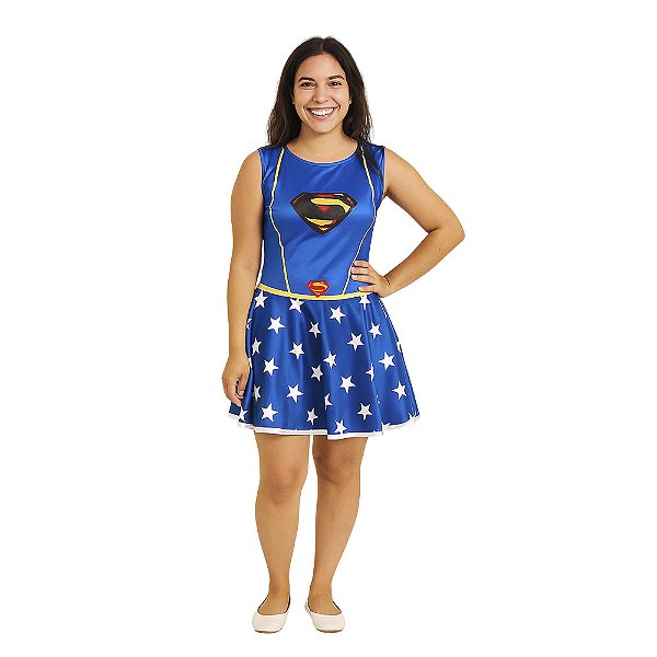 Fantasia Mulher Maravilha Supergirl Adulto Vestido Super Homem Cosplay Superman Super Herói Feminina Personagem de Heroína Animação de Festa de Aniversário Recreação Dia das Crianças Carnaval