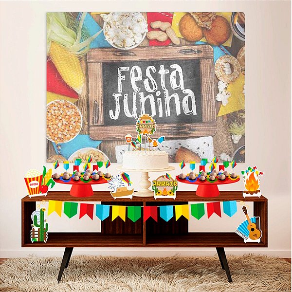 Painel para Decoração de Festa Junina Banner TNT Estampado São João Quermesse Caipira Arraiá para Mesa Parede Teto