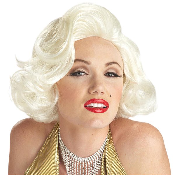Peruca Marilyn Monroe Acessório Fantasia Cosplay Cabelo Curto Sintético Loiro Ondulado Festa Retro Woodstock