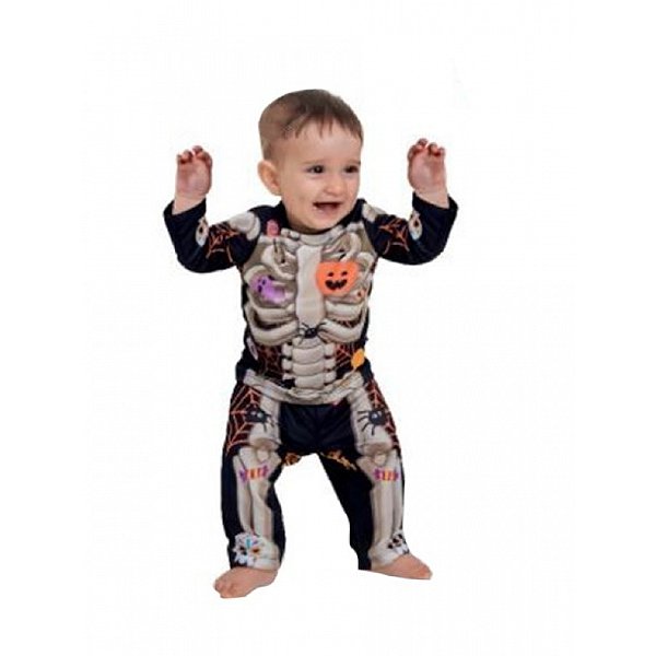 Fantasia Esqueleto Ossos Caveirinha Conjunto Halloween Bebê Menino Festa Halloween Dia das Bruxas Noites do Terror