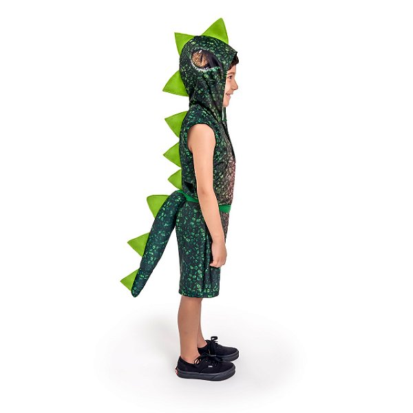 Fantasia Dinossauro Infantil Bicho Feroz com Rabo Removível Festa Dino Cosplay Halloween Dia das Bruxas Carnaval Bloquinho