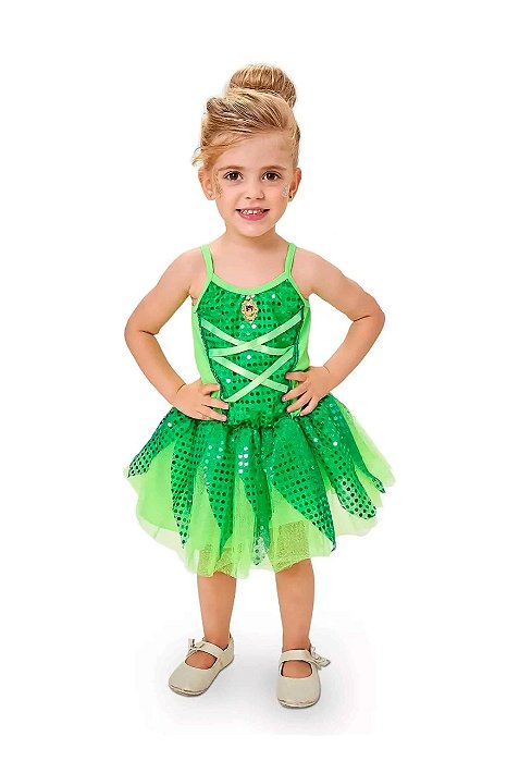 Fantasia Fadinha Sininho Tinker Bell Butterfly Fada Verde Infantil Festa de Aniversário Carnaval Presente Dia das Crianças Menina