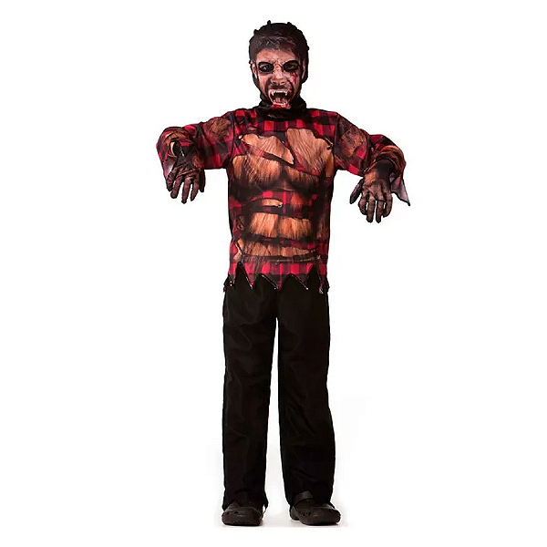 Fantasia Lobisomen Infantil Cosplay Homem Lobo Noites do Terror Festa Halloween Dia das Bruxas Carnaval Bloquinho