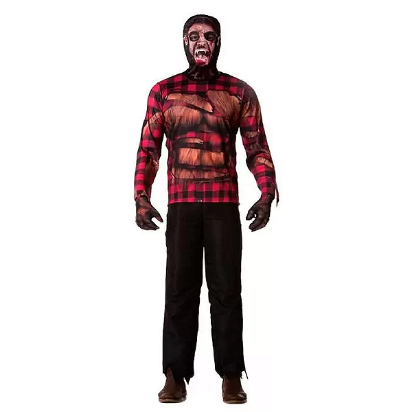 Fantasia Lobisomen Adulto Cosplay Homem Lobo Noites do Terror Festa Halloween Dia das Bruxas Carnaval Bloquinho
