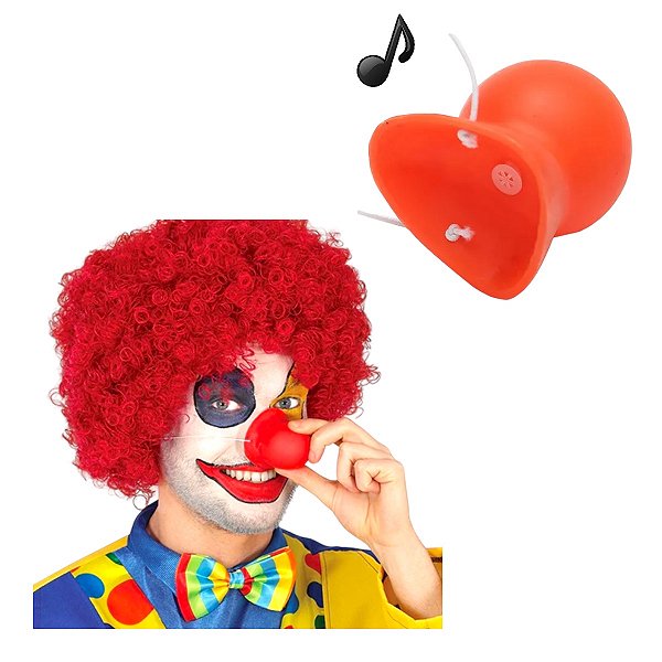 Nariz de Palhaço com Som Acessório Fantasia Palhacinho Palhaça Brincadeira Festa Circo Picadeiro Dia das Crianças