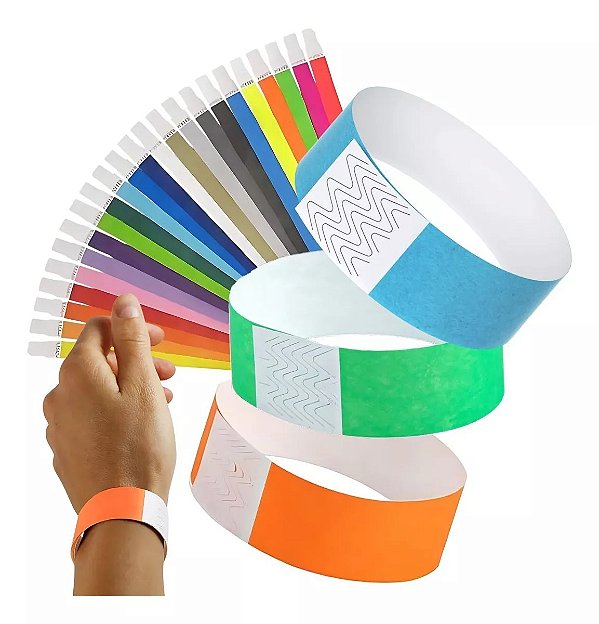 Pulseira Identificação de Papel para Controle de Acesso Segurança Festas Eventos Baladas Camarote Casamento Hotel Parque Show