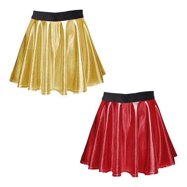Saia Brilhante Metalizada Moda Balada Feminina Festa Acessório Bloquinho Carnaval Traje Noite de Natal