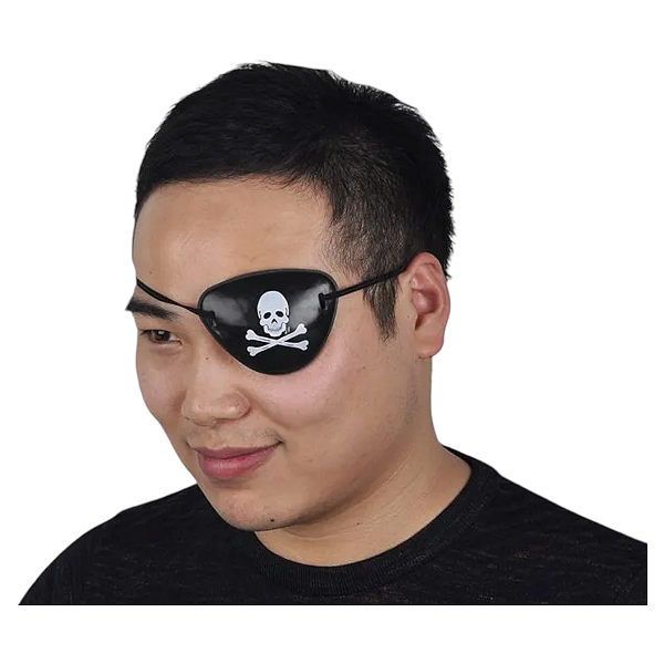 Tapa Olho de Pirata Capitão Gancho Acessório Fantasia Cosplay Jack Sparrow Piratas do Caribe Festa Aniversário Piratinha Bloquinho Carnaval Halloween Dia das Bruxas Terror