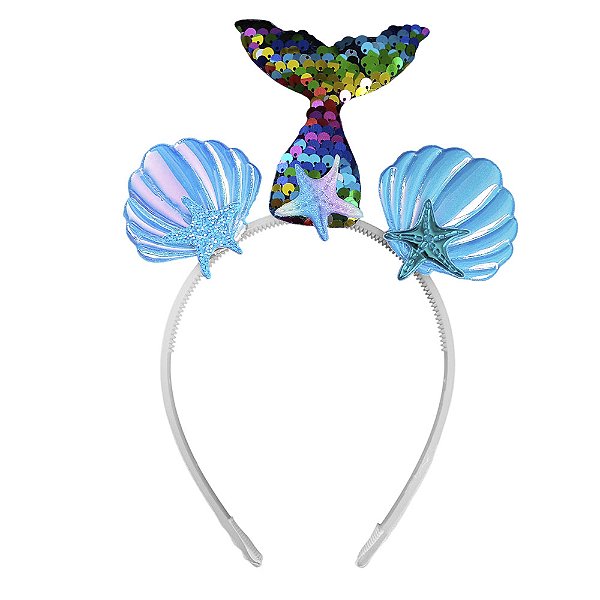 Tiara de Sereia Acessório Rabo de Sereia Fantasia Princesa Ariel Iara Folclore Festa de Aniversário Bloquinho Carnaval