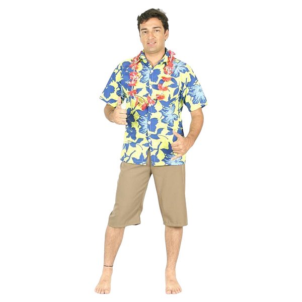 Camisa Havaiana Estampada Floral Masculino Adulto Festa Tropical Verão Havaí Aloha Tema Países Feira das Nações