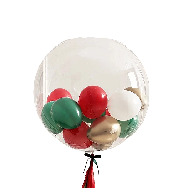 Balão Bubble Kit Natal Bexiga Bolha Cristal Transparente Decoração Verde e Vermelha Enfeite Festa Fim de Ano Merry Christmas
