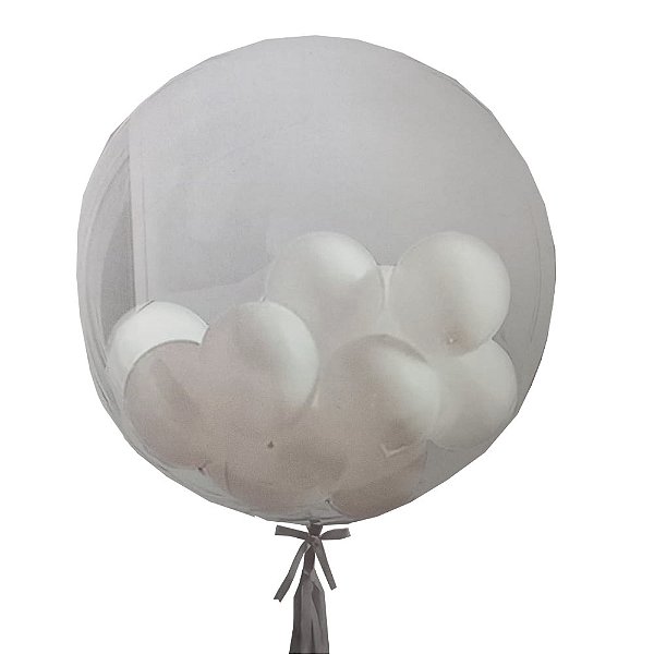 Balão Bubble Kit Ano Novo Bexiga Bolha Cristal Transparente Decoração Branca Enfeite Festa Fim de Ano Reveillón