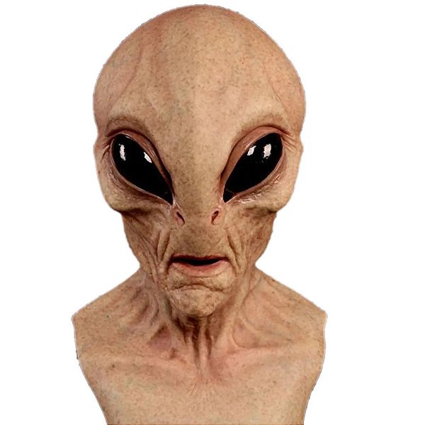 Máscara Alienígena E.T. Extra Terrestre Realista em Latex Festa Ovni UFO Cosplay Alien Halloween Zumbi Dia das Bruxas