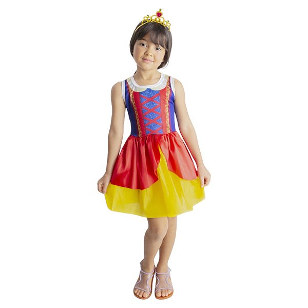 Fantasia Branca de Neve Princesa Infantil Tema de Aniversario Festa Dia das Crianças Bloquinho Carnaval