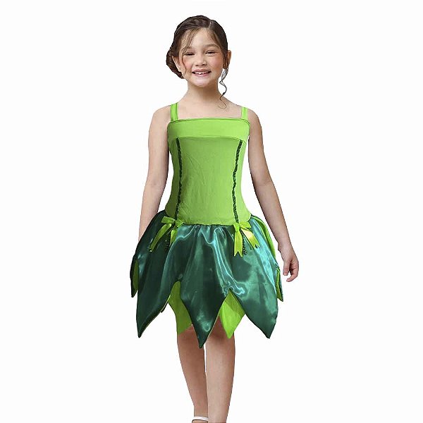 Fantasia Fada Sininho Infantil Cosplay Vestido Fadinha Tinker Bell Butterfly Borboleta Verde Festa de Aniversário Dia das Crianças Presente Menina Carnaval Bloquinho