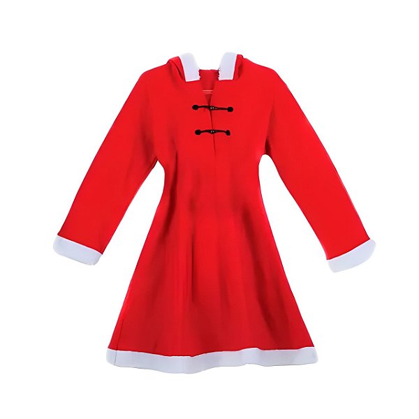 Fantasia Vestido Mamãe Noel com Capuz Adulto Roupa Noelete Ajudante Papai Noel Miss Christmas Festa Fim de Ano Natal Cosplay