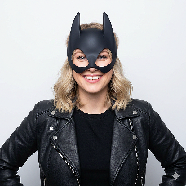 Máscara Mulher Gato Pantera Gatinha com Glitter Cosplay Fantasia Batgirl Festa Halloween Bloquinho Carnaval