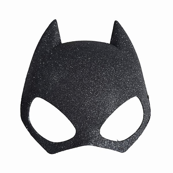 Máscara Mulher Gato Pantera Gatinha com Glitter Cosplay Fantasia Batgirl Festa Halloween Bloquinho Carnaval