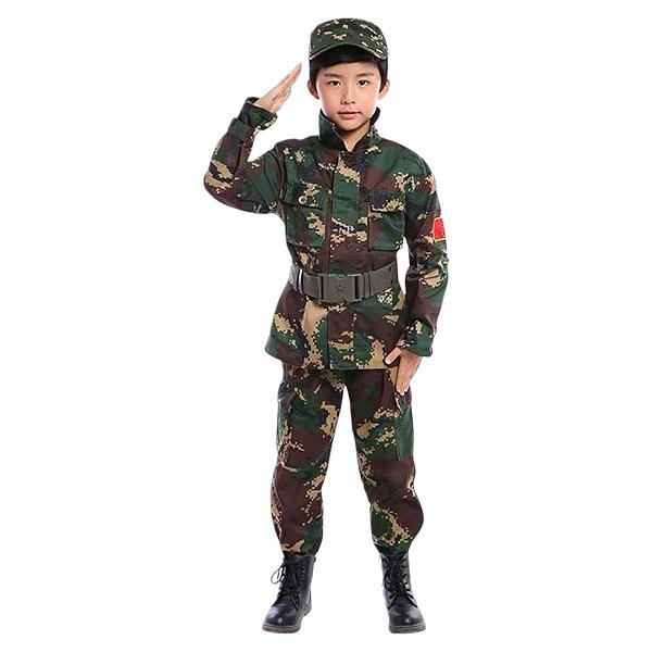 Fantasia Soldado do Exército Treinamento Camuflagem Força Militar Uniforme Profissões Dia das Crianças Festa de Aniversario Bloquinho Carnaval