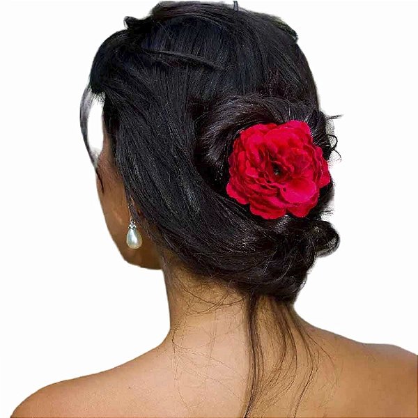 Flor para Cabelo com Presilha Acessório para Fantasia Espanhola Traje Bailarina Dança Flamenca