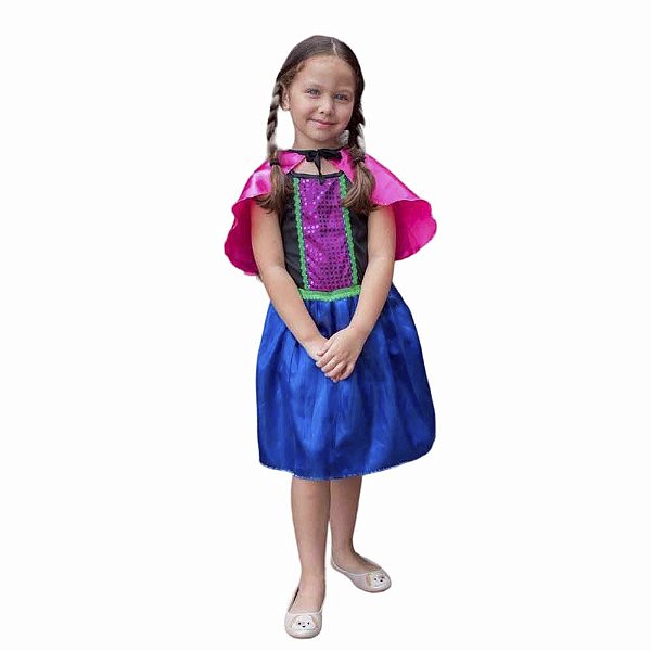 Fantasia Frozen Anna Infantil Princesa do Gelo Festa de Aniversário Presente Dia das Crianças Menina Baile Carnaval Bloquinho de Rua
