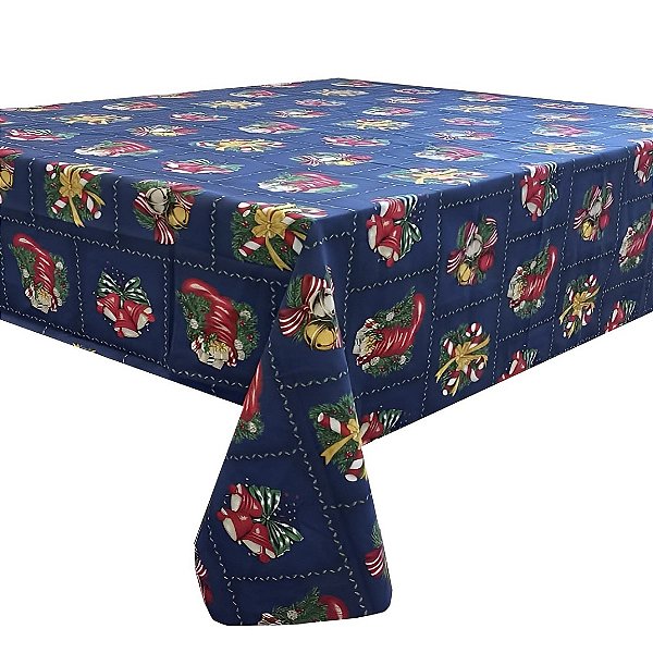 Toalha de Mesa de Natal Estampada Quadrada em Algodão 1,40m - Modelo 9