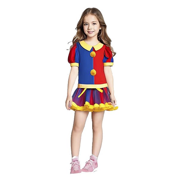 Fantasia Palhacinha Infantil Palhaça Saia Tutu Colorida Colombina Festa Aniversario Tema Circo Carnaval Bloquinho Folia