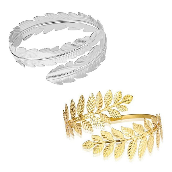 Pulseira Bracelete de Metal Deusa Grega Folhas De Ouro Deus Grego Nero Romano Acessório Festa Fantasia Cosplay Romana Carnaval Halloween