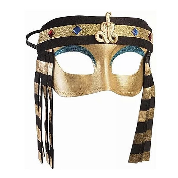 Máscara Veneziana Cleópatra Rainha Egípcia Princesa do Egito Festa Medieval Deusa Grega Baile de Máscaras Carnaval Halloween