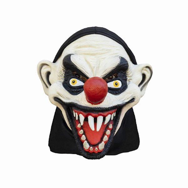 Máscara de Palhaço com Capuz Bocão Assustador Acessório de Terror Fantasia Festa Halloween Dia das Bruxas Noite Zumbi Circo Macabro