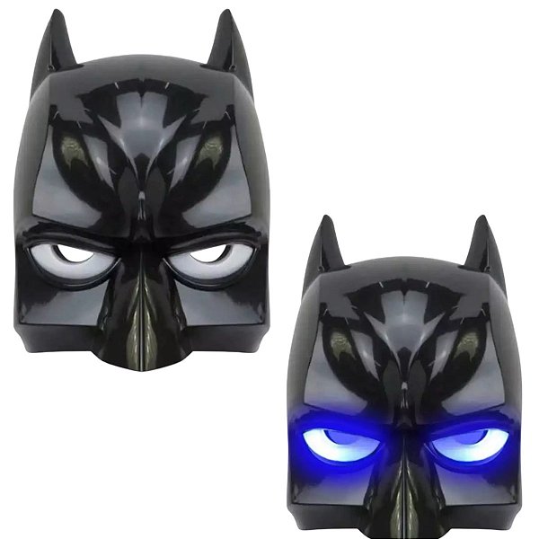 Máscara Batman Led Meio Rosto Acessório Fantasia com Luz Super Herói Liga da Justiça Homem Morcego Festa Carnaval Dia das Crianças Presente de Aniversário Menino