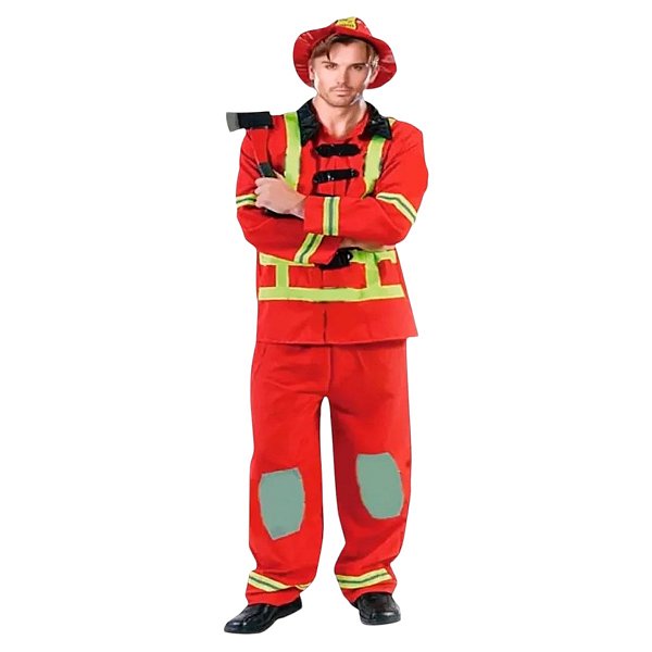 Fantasia Bombeiro Adulto Salva Vidas Uniforme Profissões Masculinas Festa Carnaval Bloquinho Aniversário